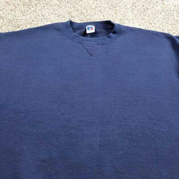 Vintage Russell Athletic Sweatshirt Adult 2XL Crewneck Blue Blank Made In USA - Picture 3 of 8